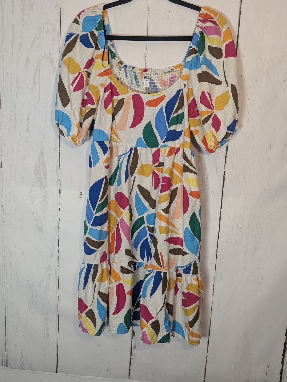 Multicolor Leaf Print Mini Dress - Picture 6 of 7